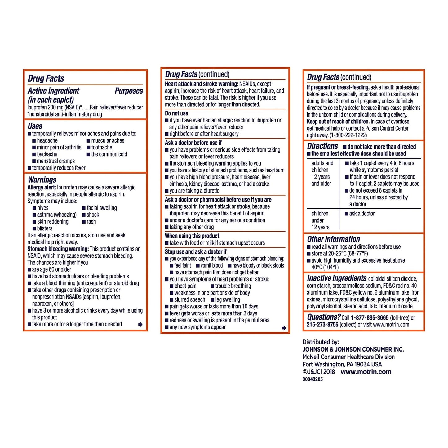 Motrin IB Ibuprofen Coated Caplets 50580023003