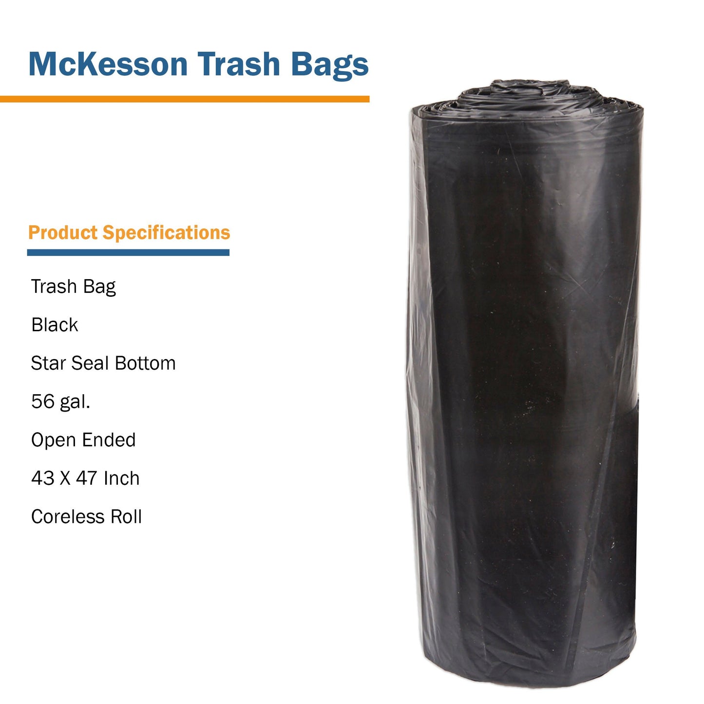 McKesson Super Heavy Duty Trash Bag, Black, 56 gal. SL4347150K