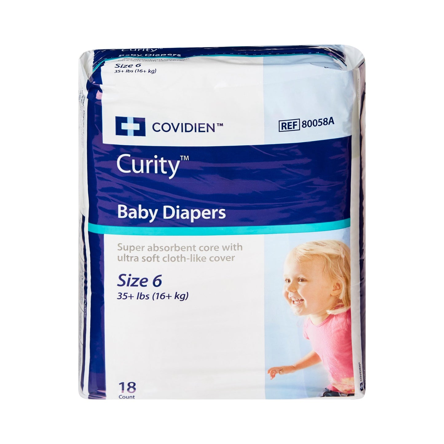 Curity™ Unisex Baby Diapers, Heavy Absorbency, Disposable, Size 6, 35+ lbs 80058A