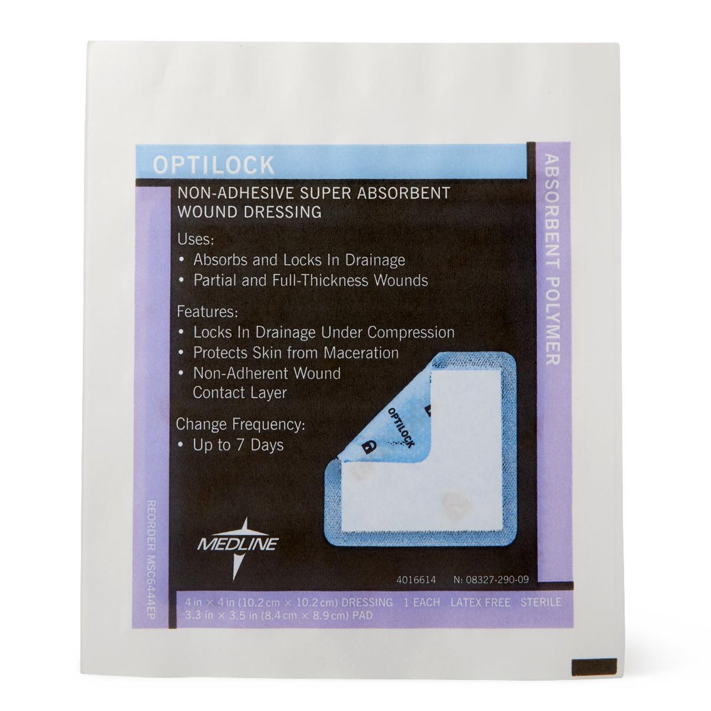 Optilock Super Absorbent Dressing, 4 x 4 Inch MSC6444EP