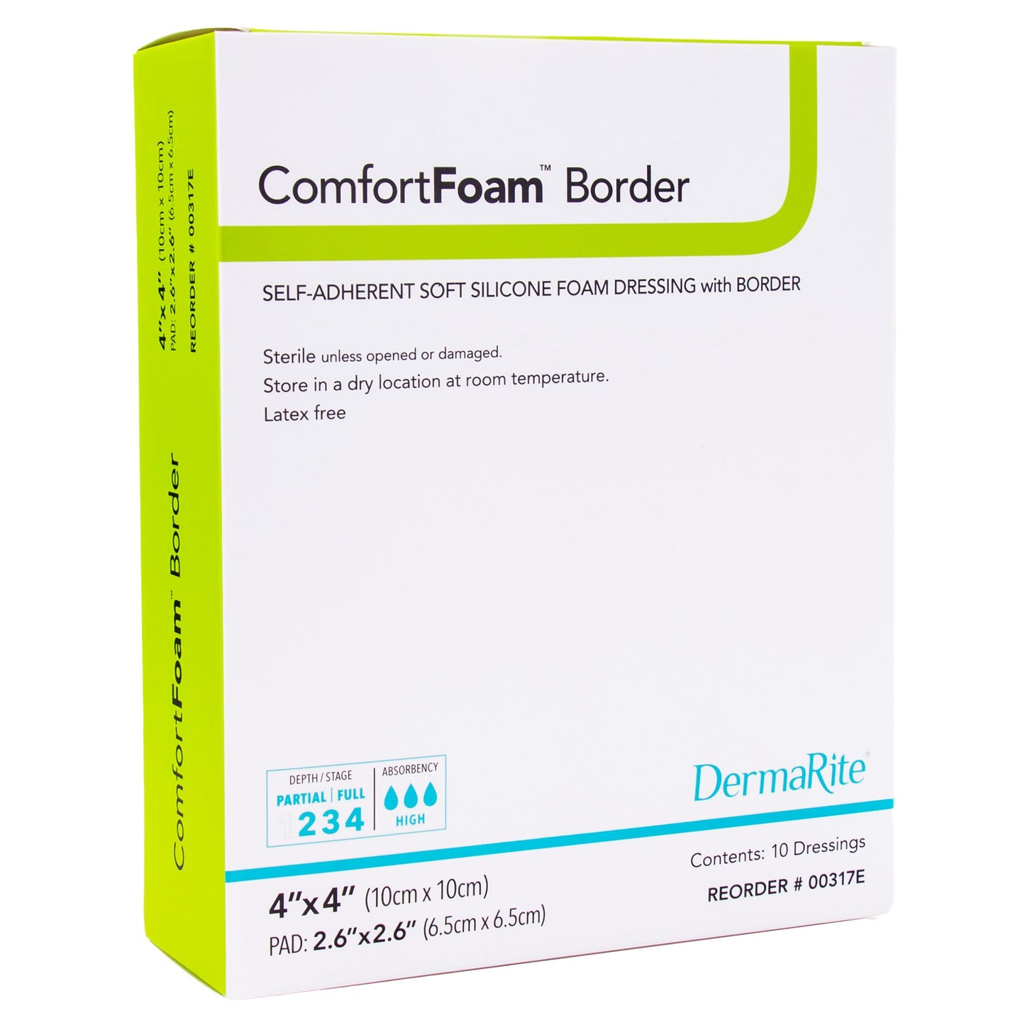 ComfortFoam™ Border Silicone Foam Dressing, 4 x 4 Inch 00317E