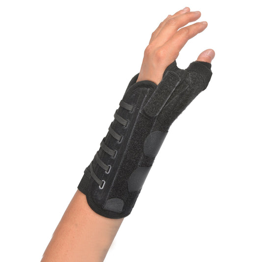 Thumb Brace with Wrist Support Titan Thumb™ Adult / Child Regular Adjustable Lacing Pulls Thumb / Wrist Black - 455-LT