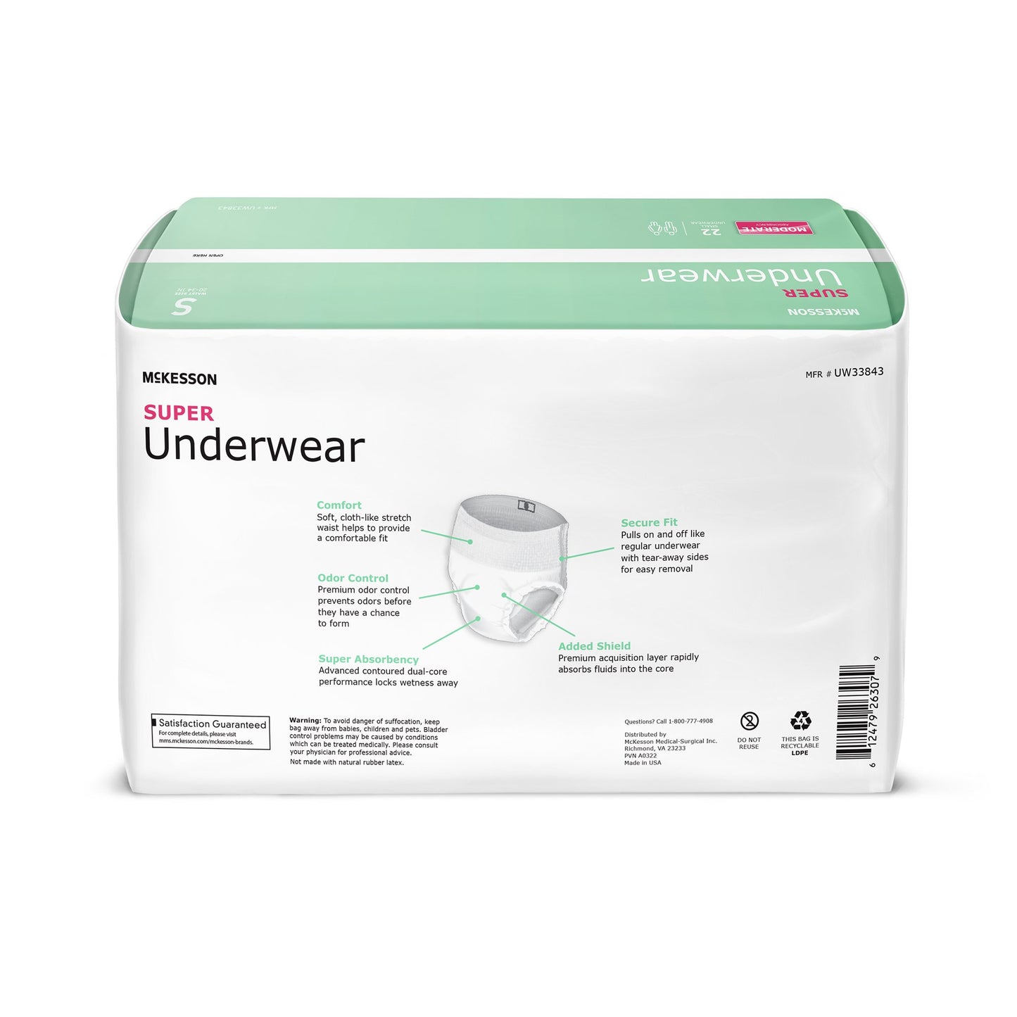 McKesson Super Moderate Absorbency Incontinence Underwear, Small UW33843