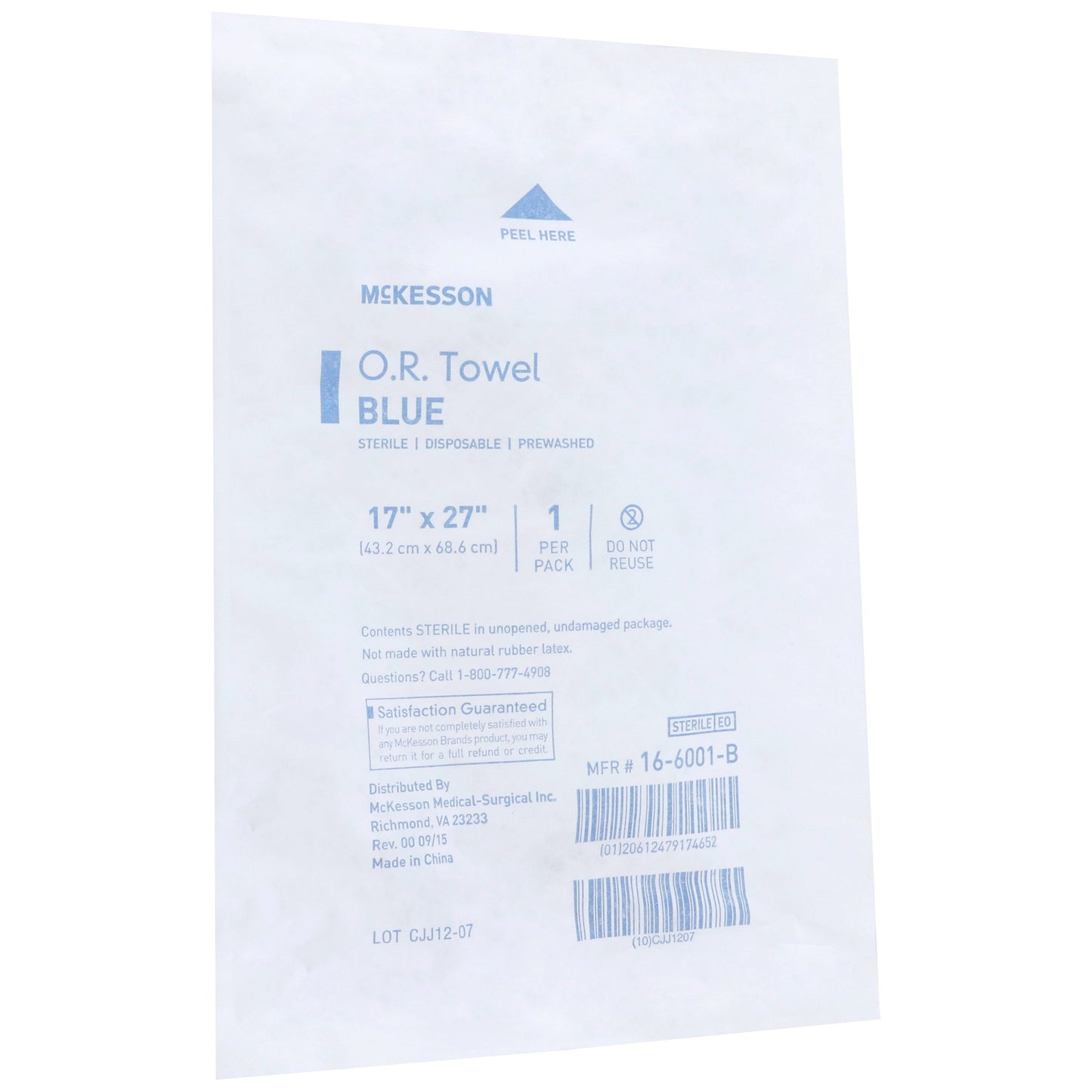 McKesson Sterile Blue O.R. Towel, 17 x 27 Inch 16-6001-B