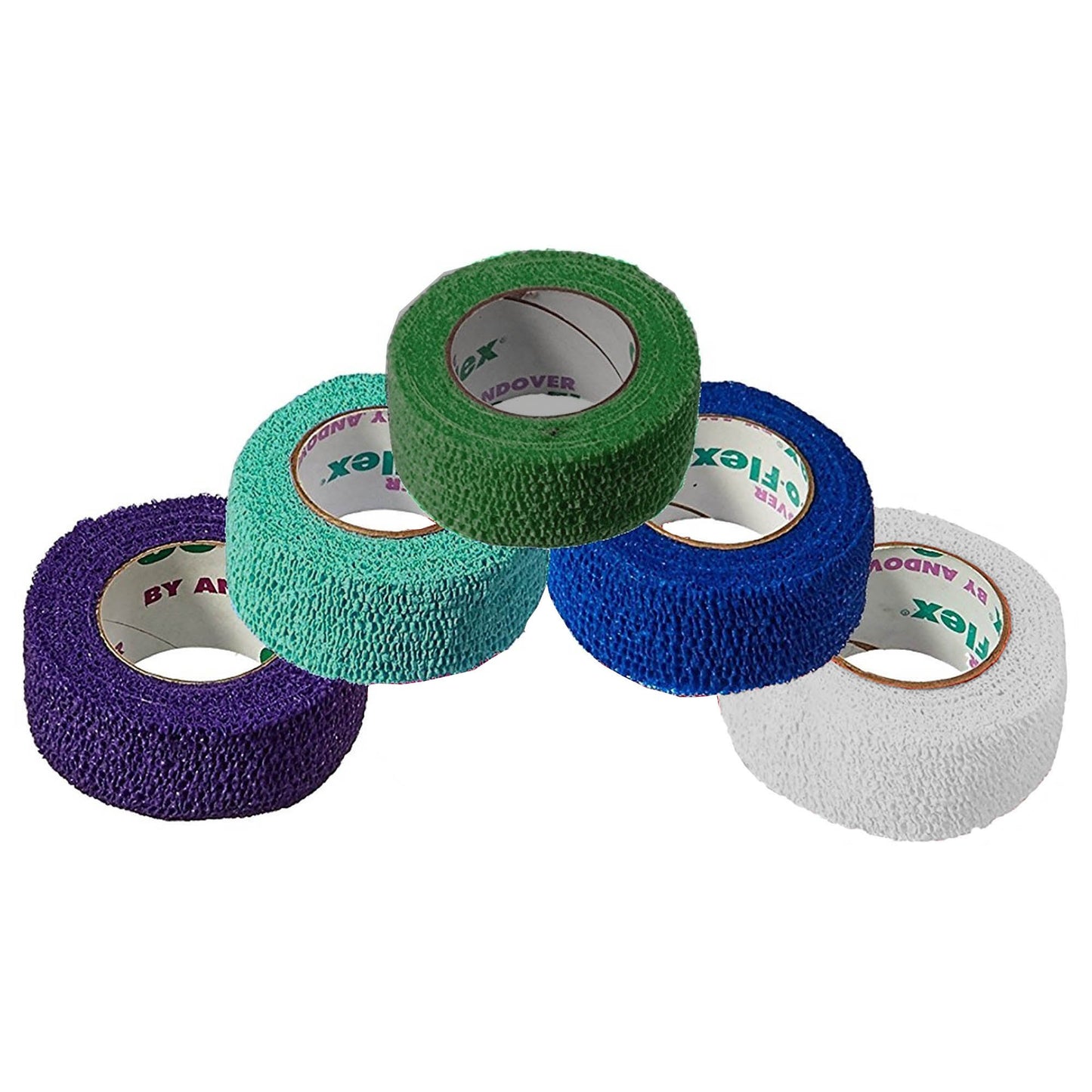 Cohesive Bandage CoFlex® NL 1 Inch X 5 Yard Self-Adherent Closure Teal / Blue / White / Purple / Green NonSterile 12 lbs. Tensile Strength - 5100RB-03