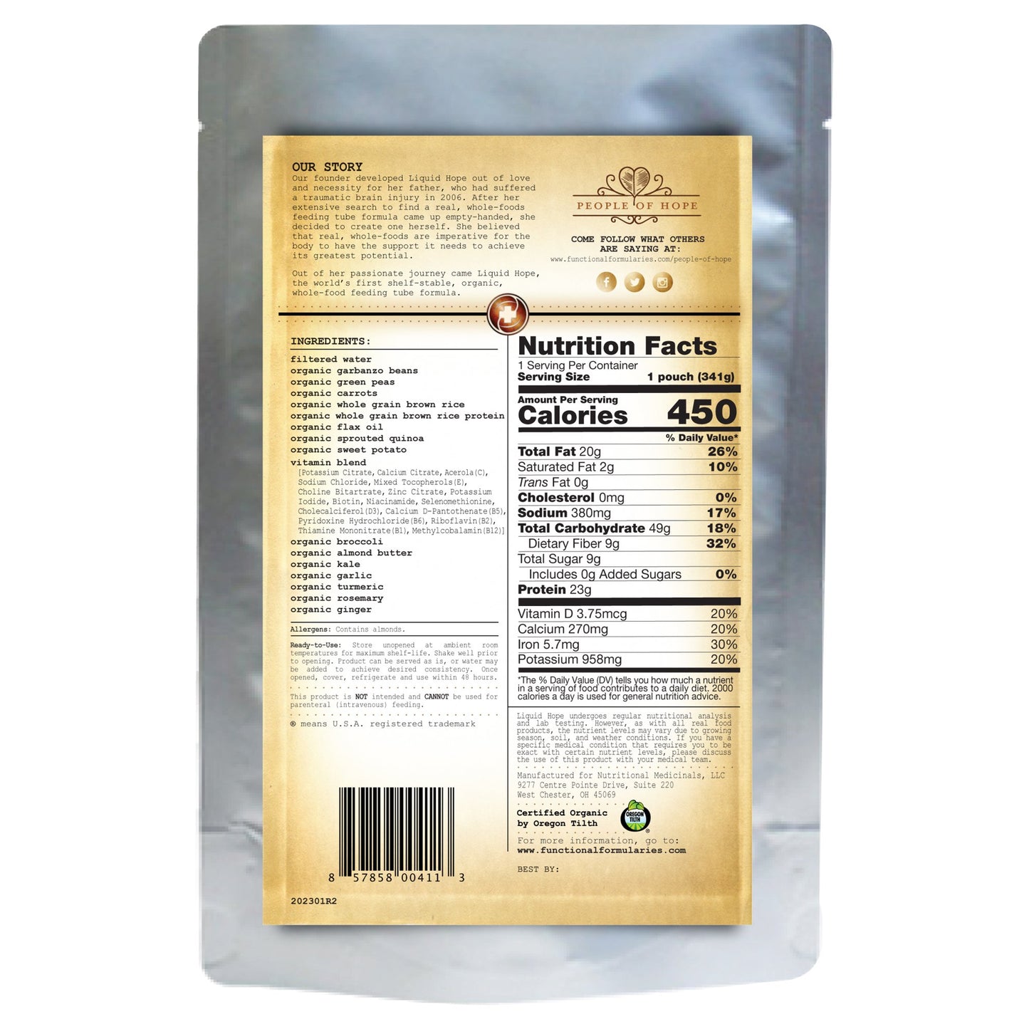 Liquid Hope® Complete Plant Based Nutrition, 12-ounce pouch 212798