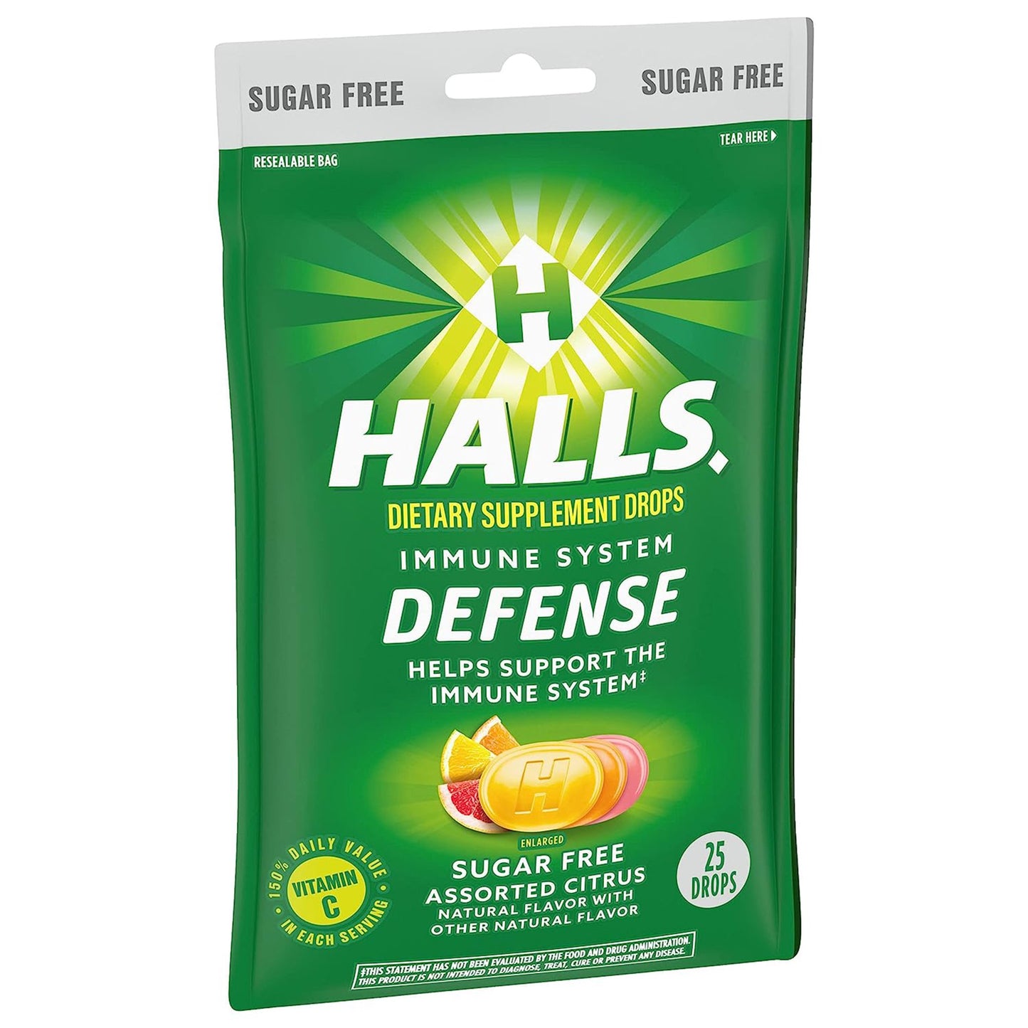 Halls Defense Dietary Supplement Drops Sugar Free Assorted Citrus 31254663261