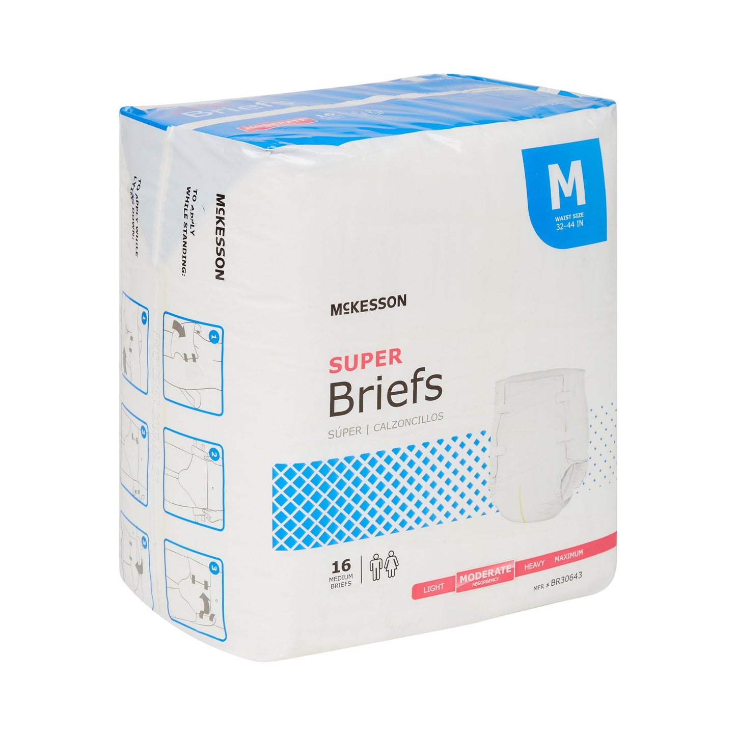 McKesson Super Moderate Absorbency Incontinence Briefs, Medium BR30643
