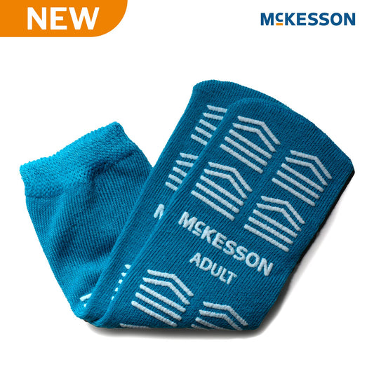 Slipper Socks McKesson Unisex Adult Double Tread Single Patient Use Teal 16-A-3828-D