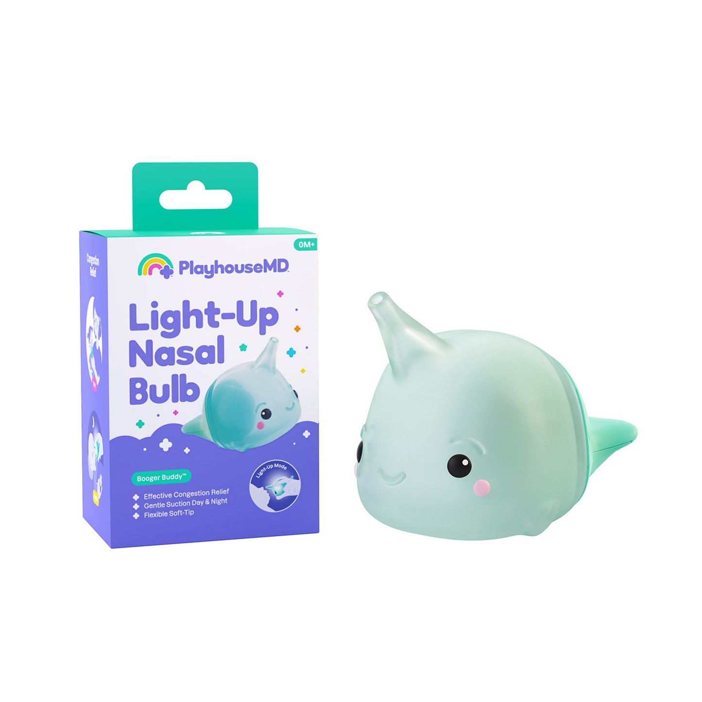 Playhouse MD Nasal Bulb for Babies and Toddlers, Green, Narwhal Character 1031