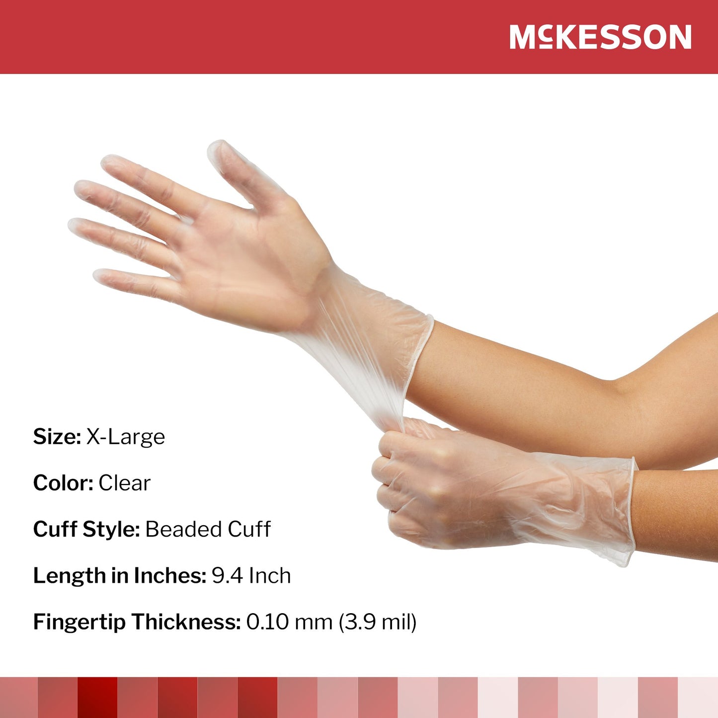 McKesson Vinyl Exam Glove, Extra Large, Clear 14-140