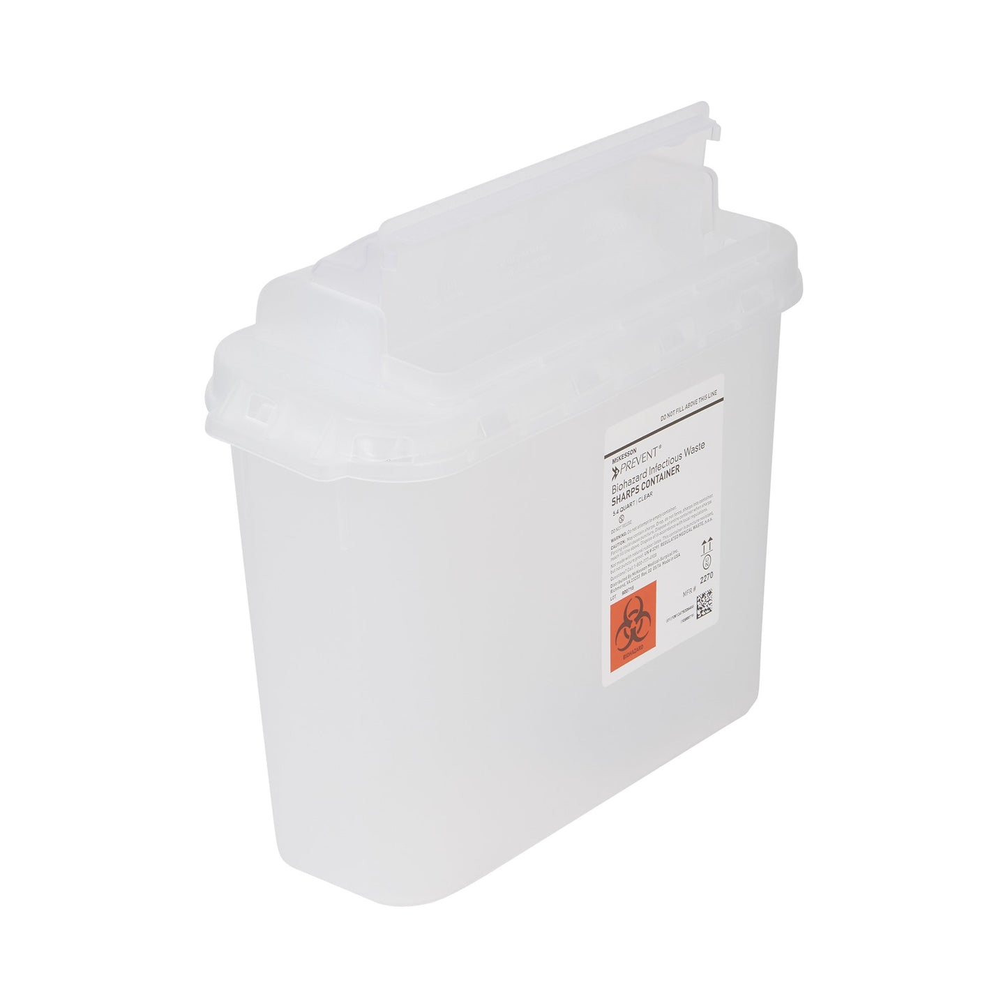 McKesson Prevent® Clear Sharps Container, 5.4-Quart, 11 x 12 x 4-3/4 Inch 2270
