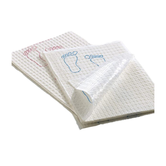 Procedure Towel Footprint® 13-1/2 X 18 Inch White / Mauve Footprints NonSterile - 70192N