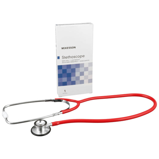 General Exam Stethoscope McKesson Red 1-Tube 22 Inch Tube Double Sided Chestpiece - 01-670RGM