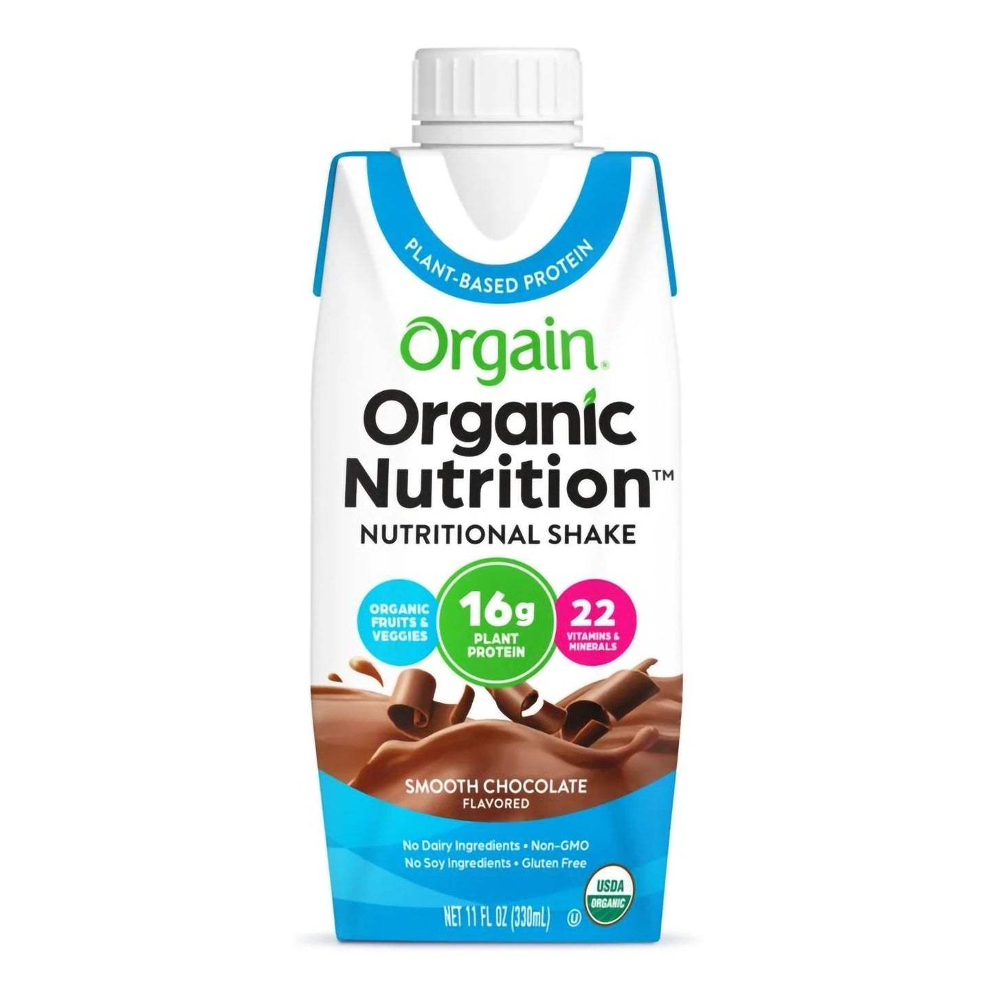 Orgain® Organic Nutrition™ Vegan Chocolate Nutritional Shake, 11-ounce carton 851770003216