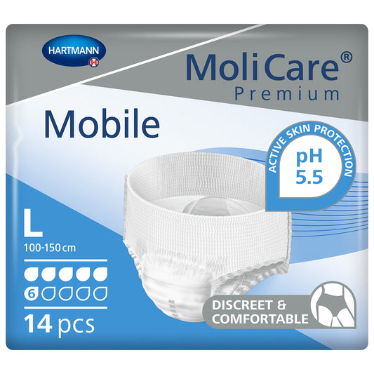 Unisex Adult Absorbent Underwear MoliCare® Premium Mobile 6D Pull On with Tear Away Seams Large Disposable Moderate Absorbency - 915833