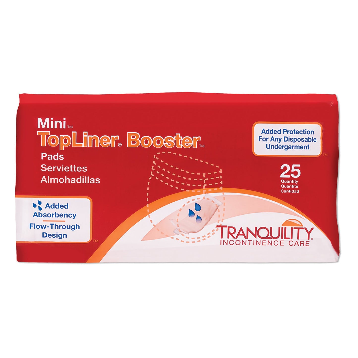 Booster Pad Tranquility® TopLiner™ 2-3/4 X 10-1/2 Inch Heavy Absorbency Super Absorbent Core Mini - 2072