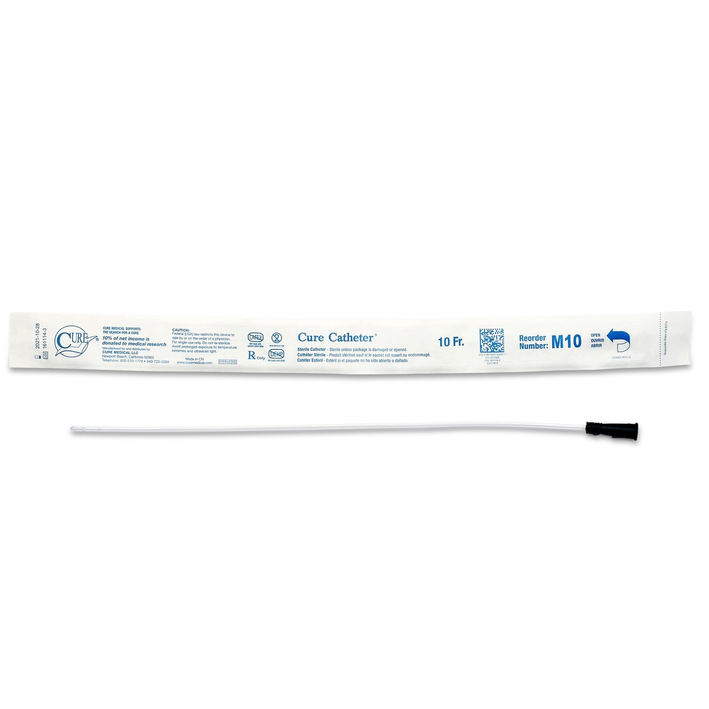 Urethral Catheter Cure Catheter® Straight Tip Uncoated PVC 10 Fr. 16 Inch - M10