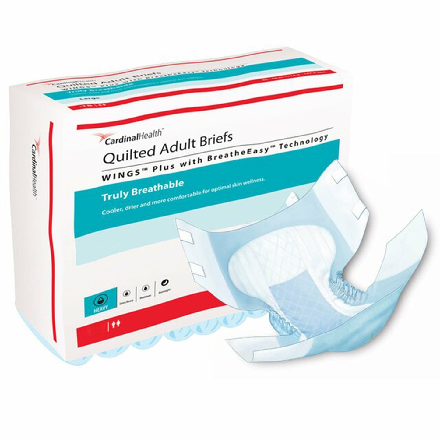Unisex Adult Incontinence Brief Wings™ Quilted Plus with BreatheEasy™ Technology X-Large Disposable Heavy Absorbency - 66135