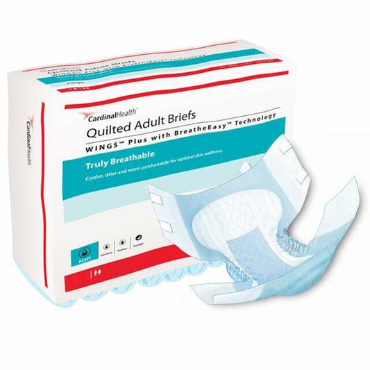 Unisex Adult Incontinence Brief Wings™ Quilted Plus with BreatheEasy™ Technology X-Large Disposable Heavy Absorbency - 66135