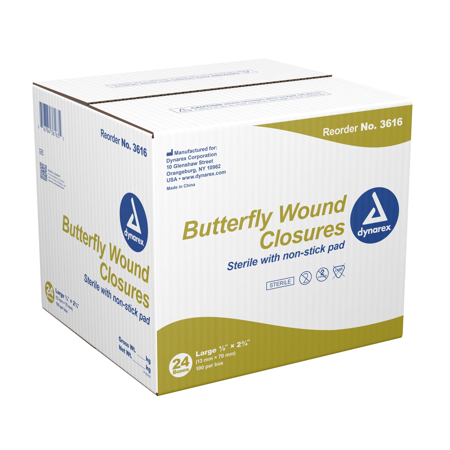 dynarex® Butterfly Wound Closure Strip, ½ by 2¾ Inches 3616