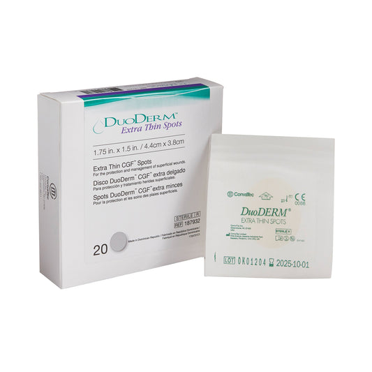 Thin Hydrocolloid Dressing DuoDERM® Extra Thin CGF® Film Backing 1-1/2 X 1-3/4 Inch Oval Hydrocolloid / Film - 187932