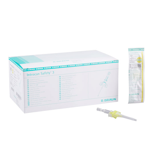 Closed IV Catheter Introcan Safety® 3 24 Gauge 3/4 Inch Polyurethane Winged Hub Blood Control Passive Safety - 4251127-02