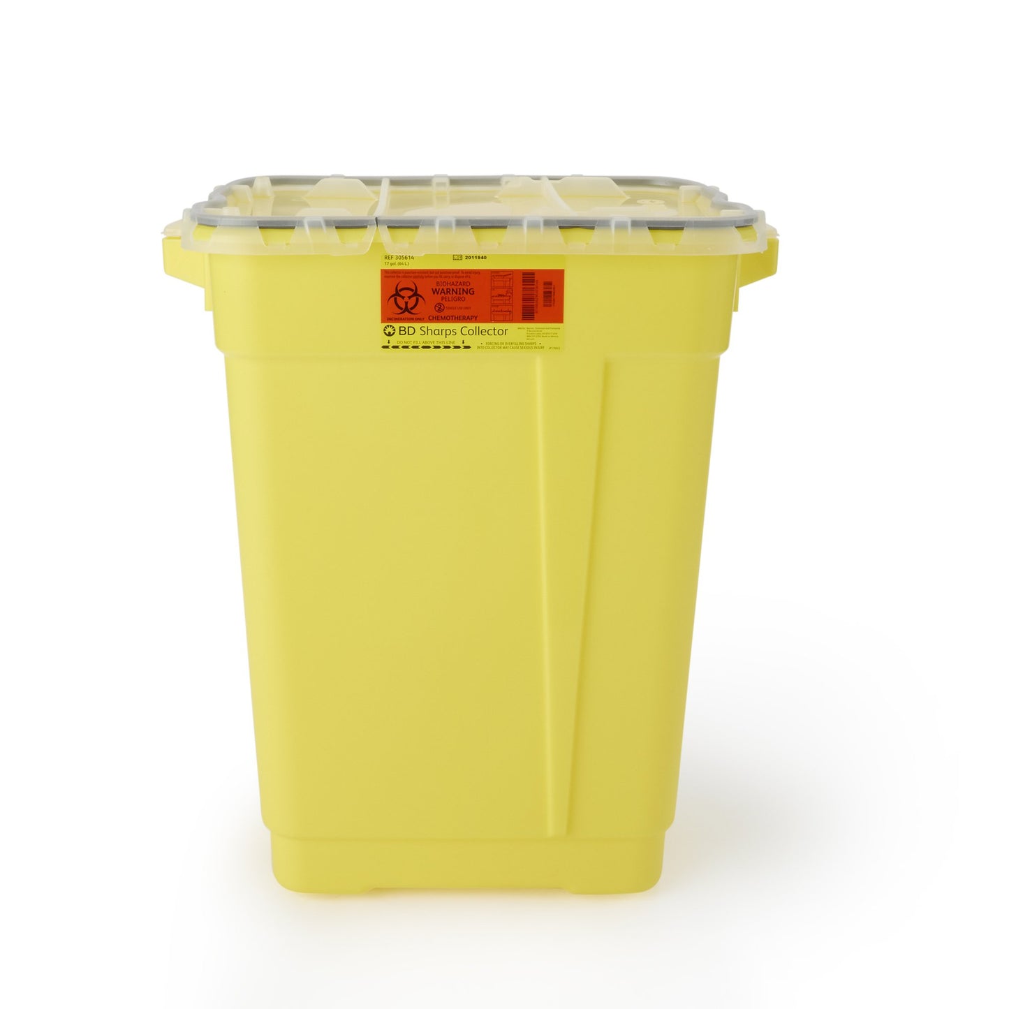 Chemotherapy Waste Container BD™ Yellow Base 23-1/2 H X 20 W X 14-3/4 D Inch Vertical Entry 17 Gallon 305614