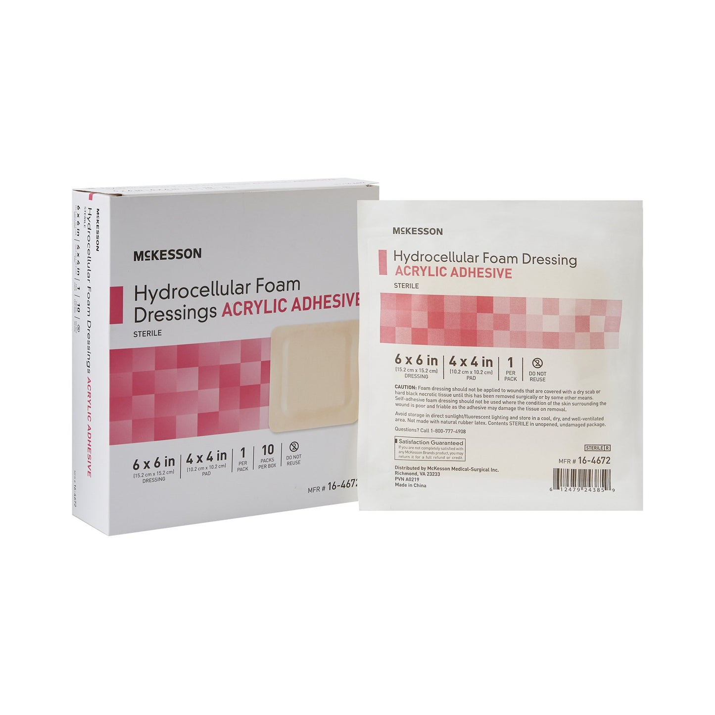 McKesson Brand McKesson Acrylic Adhesive with Border Foam Dressing, 6 x 6 Inch 16-4672, 1 Each