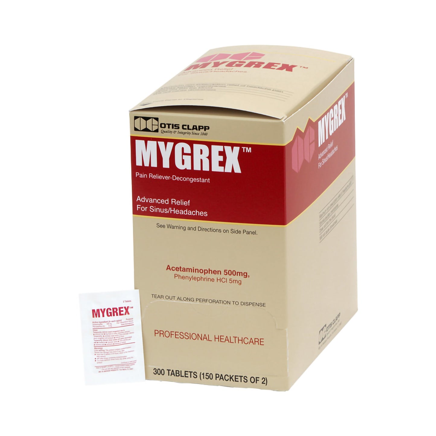 Medique Products Mygrex Acetaminophen / Phenylephrine Cold and Sinus Relief Tablet 1615509, Case of 6