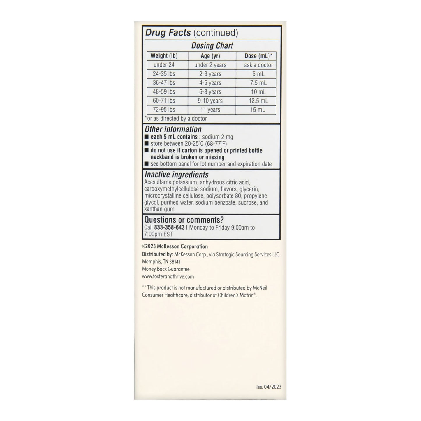 Foster & Thrive™ Children's Ibuprofen Oral Suspension, Original Berry, 4 ounces 70677111601