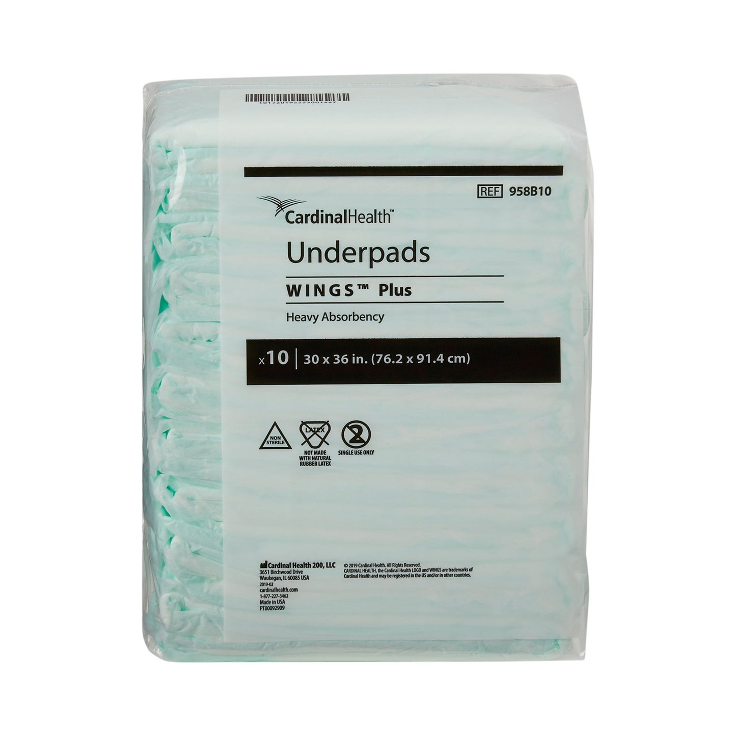 Wings™ Plus Heavy Absorbency Underpads, 30 X 36 Inch 958B10