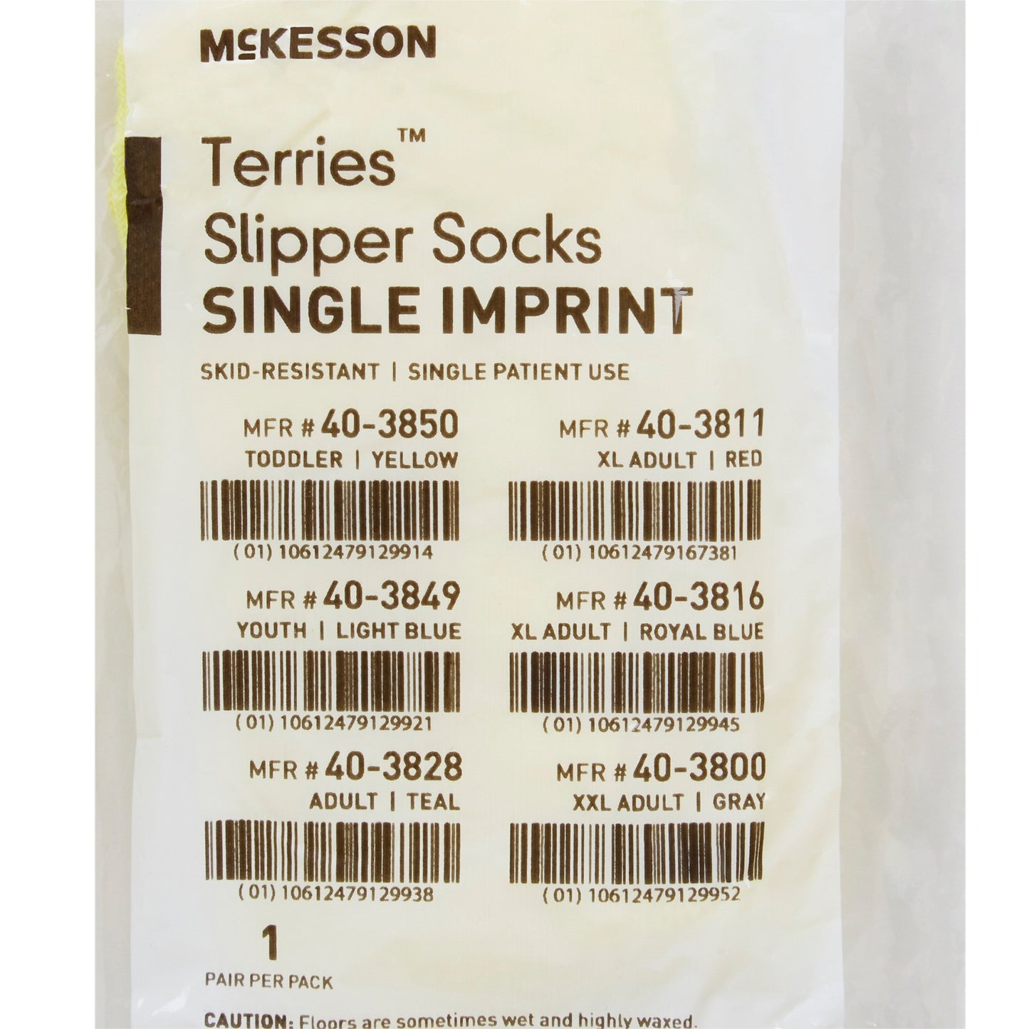 McKesson Terries™ Single Tread Slipper Socks, Toddler 40-3850