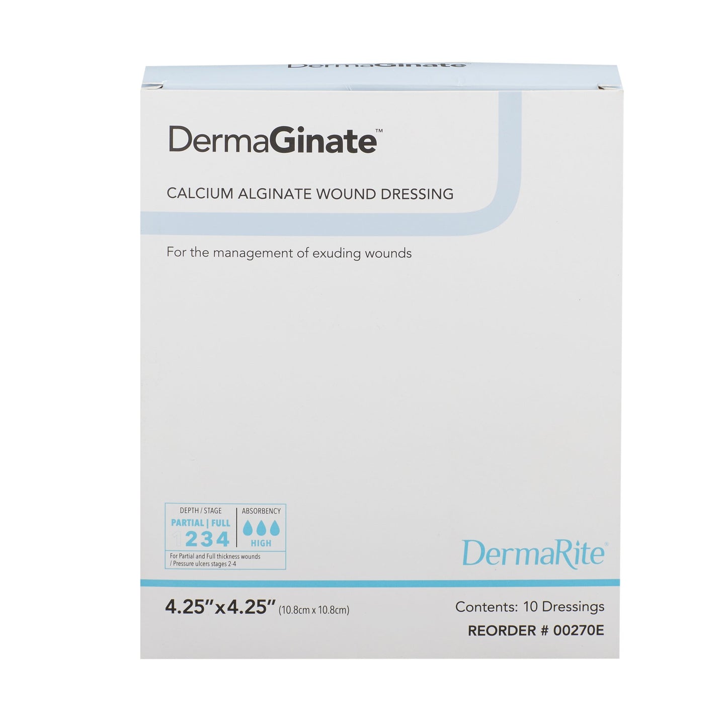 DermaGinate® Alginate Dressing, 4-1/4 x 4-1/4 Inch 00270E
