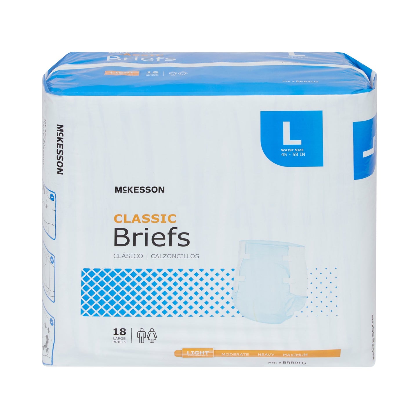 McKesson Classic Light Absorbency Incontinence Brief, Large BRBRLG
