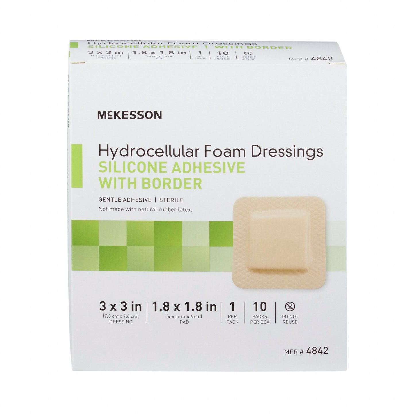 McKesson Silicone Adhesive with Border Silicone Foam Dressing, 3 x 3 Inch 4842