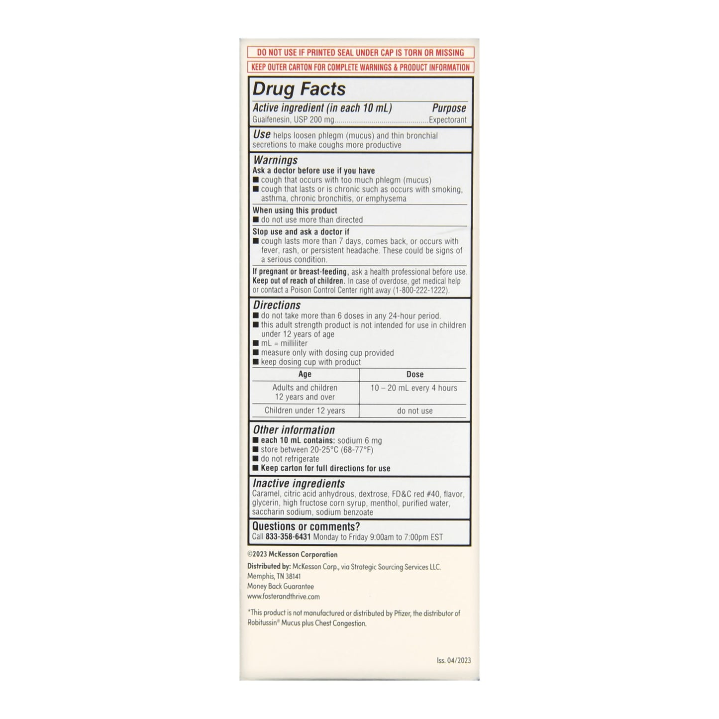 Thrive & Foster™ Adult Tussin Guaifenesin Oral Solution, USP 70677118602