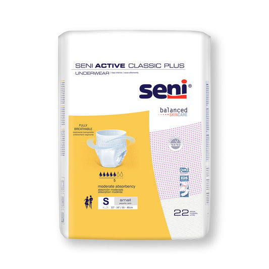 Unisex Adult Absorbent Underwear Seni® Active Classic Plus Pull On with Tear Away Seams Small Disposable Moderate Absorbency - S-SM22-AC2