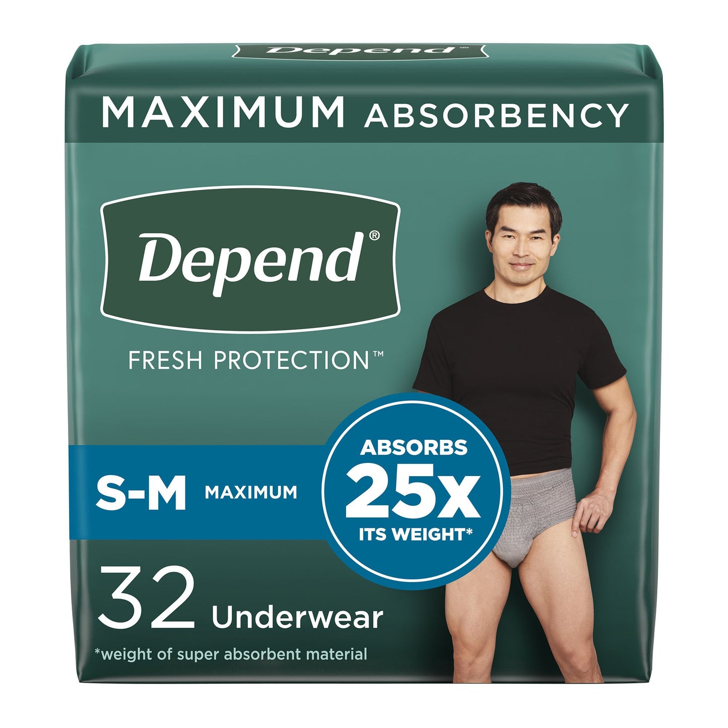 Depend® Fresh Protection™ Men's Maximum Absorbency Underwear, Small/Medium 53748