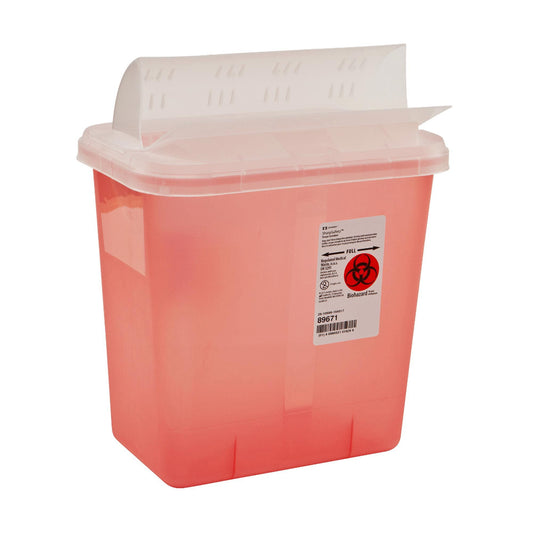 Sharps Container SharpSafety™ Translucent Red Base 12-3/4 H X 7-1/4 D X 10-1/2 W Inch Horizontal Entry 2 Gallon - 89651
