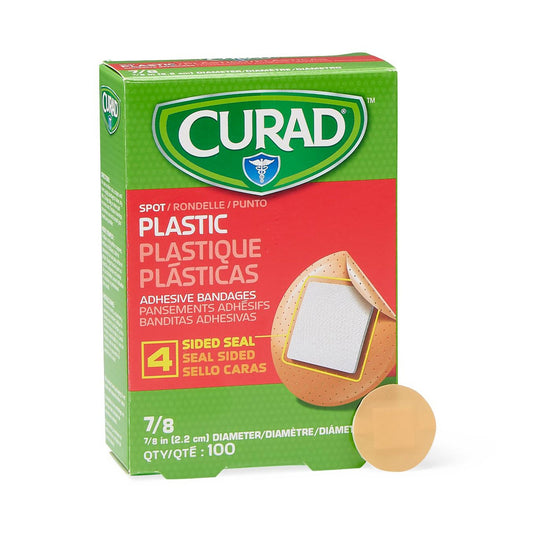 Adhesive Spot Bandage Curad® 7/8 Inch Plastic Round Tan Sterile - NON25501