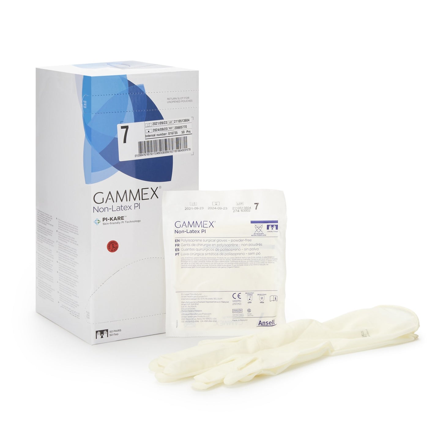 Surgical Glove GAMMEX® Non-Latex PI Size 7 Sterile Polyisoprene Standard Cuff Length Micro-Textured White Chemo Tested - 20685770