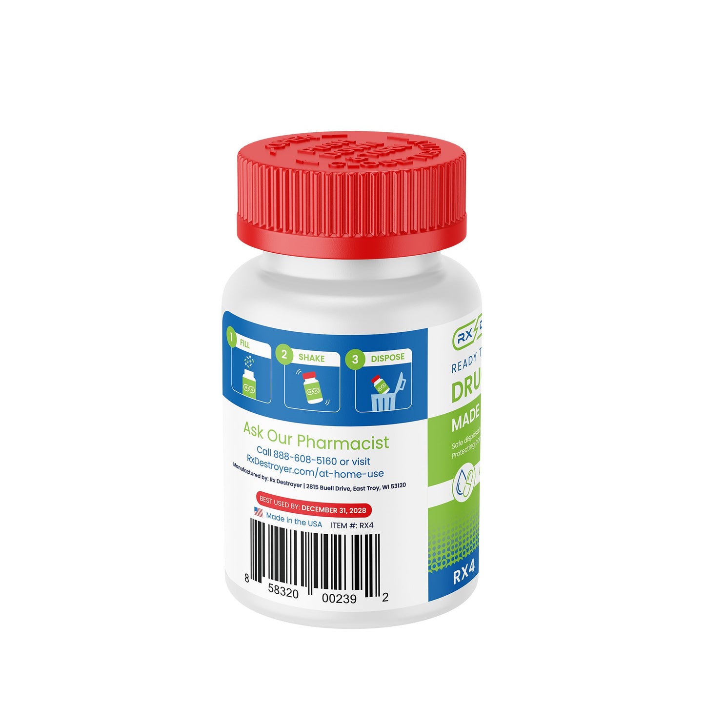 Rx Destroyer™ Drug Disposal Pouch for use with Pharmaceutical Disposal System RX4-6POP