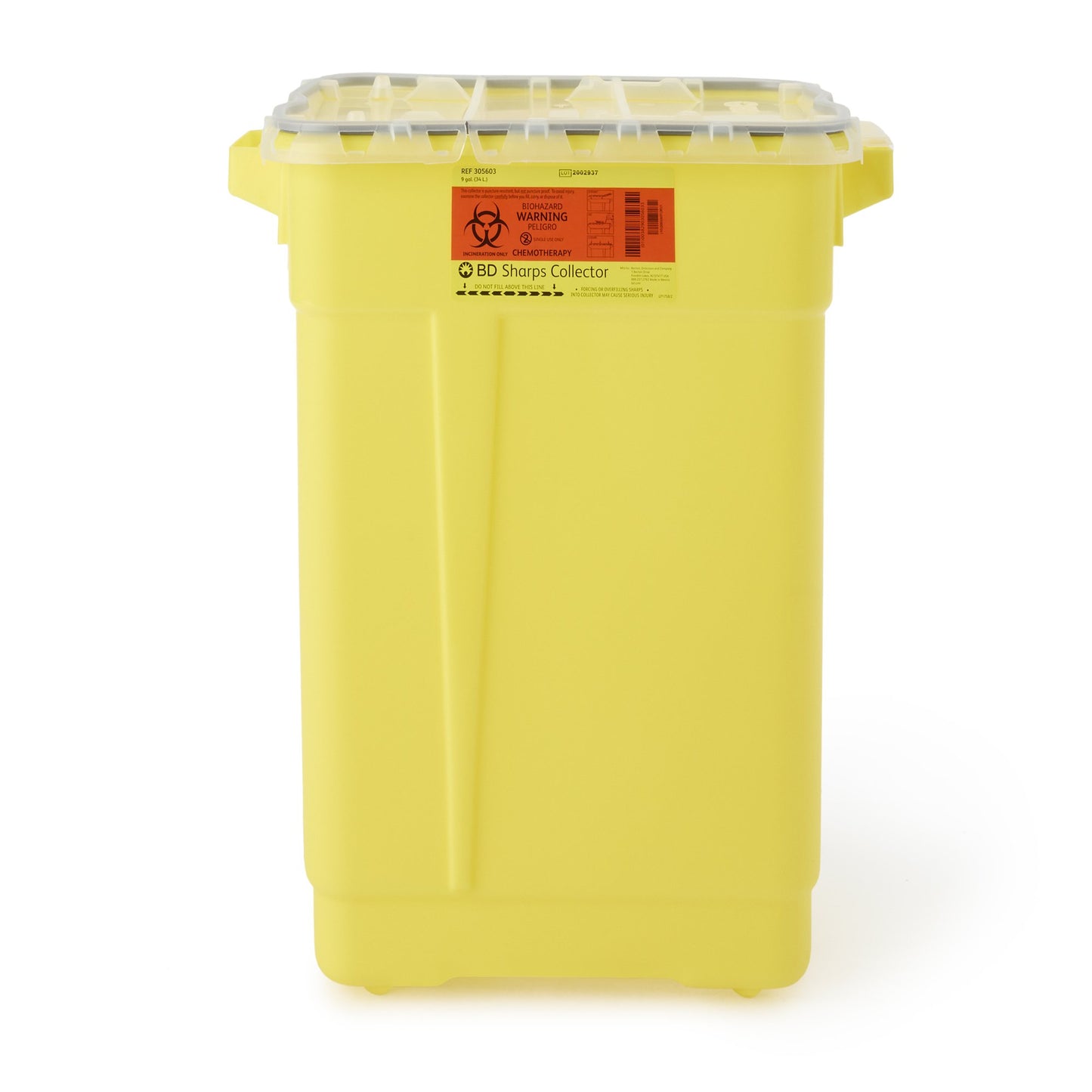 BD™ Chemotherapy Sharps Container, 9 Gallon, 18-1/2 x 17-3/4 x 11-3/4 Inch 305603