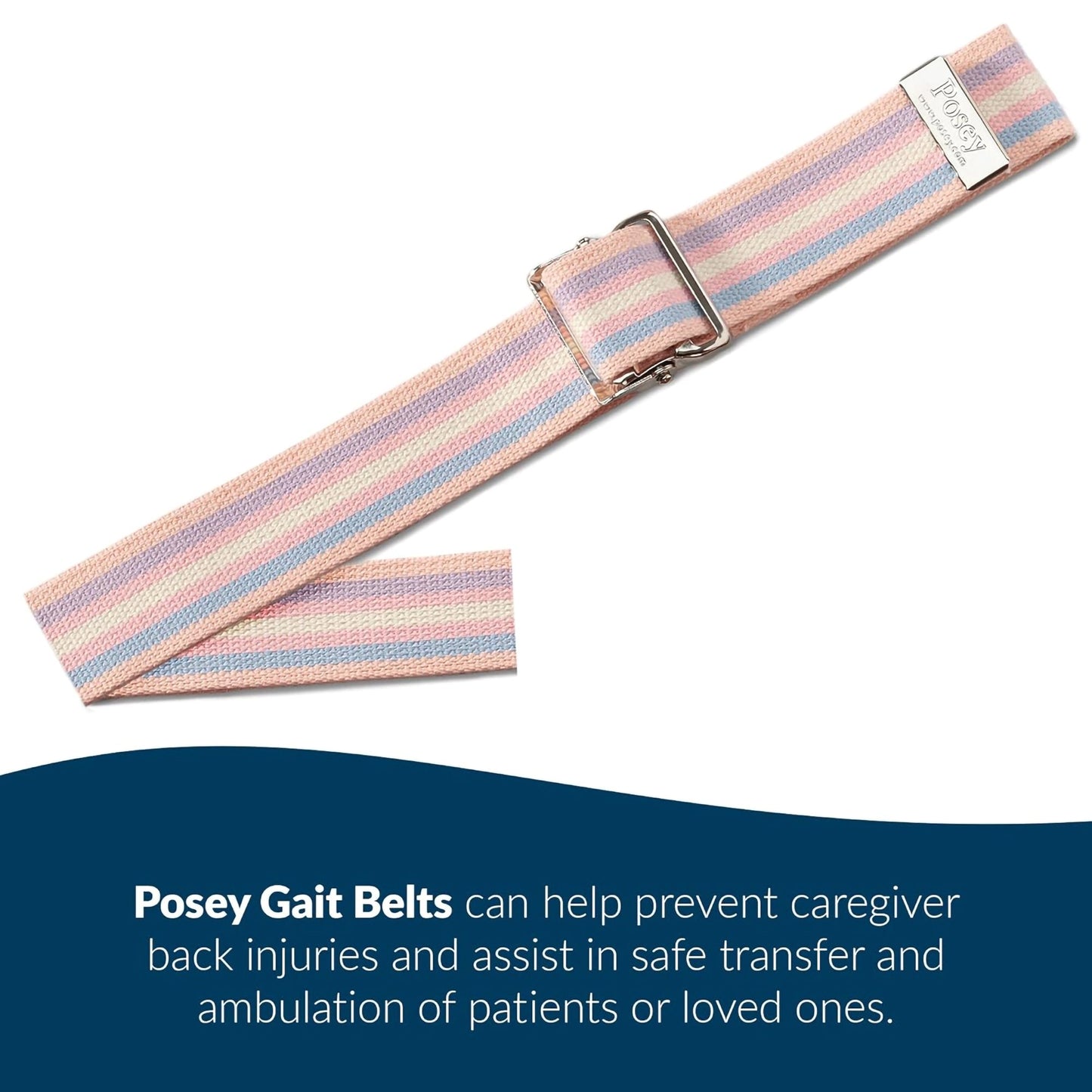 Posey® Gait Belt, Nickel Buckle, Pastel Striped, 54-Inch Length 6531
