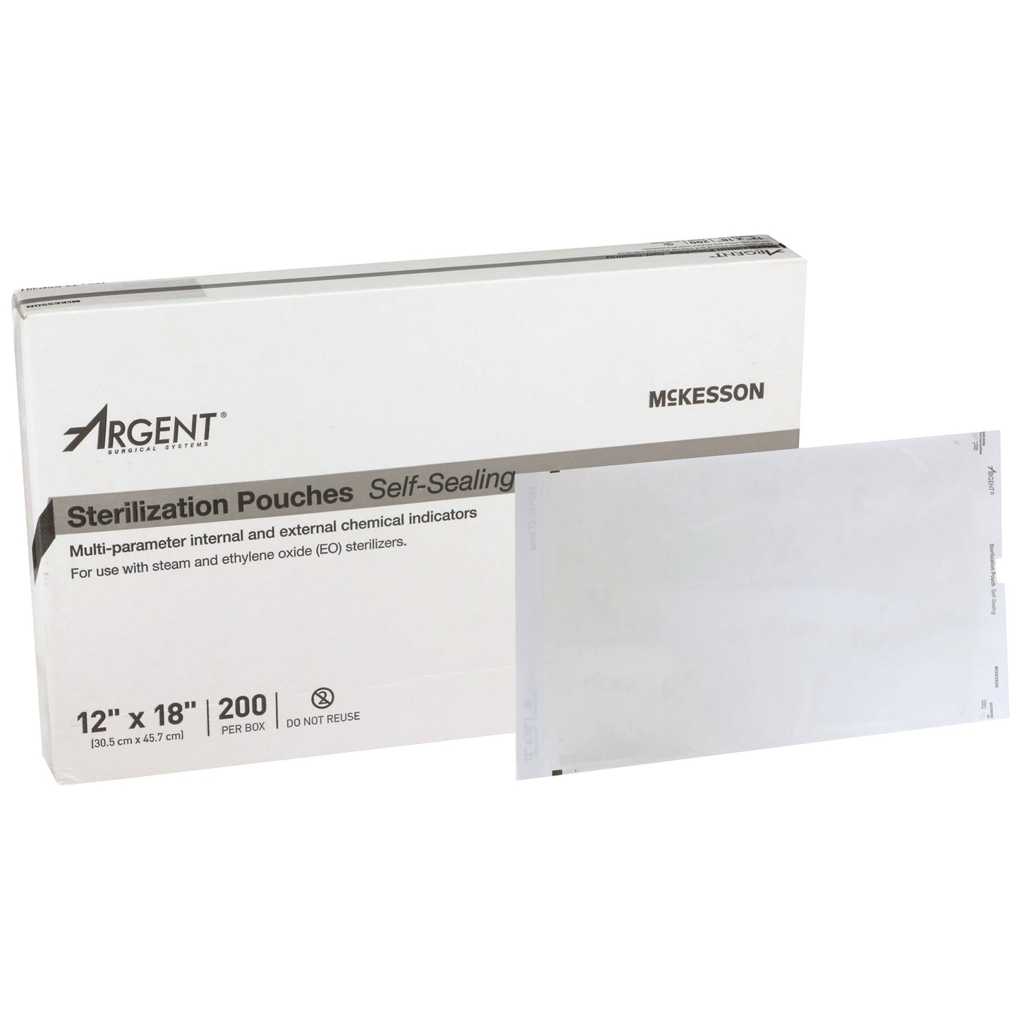 Sterilization Pouch McKesson Argent™ Sure-Check® Ethylene Oxide (EO) Gas / Steam 12 X 18 Inch Transparent / Blue Self Seal Paper / Film - 73-SSP391