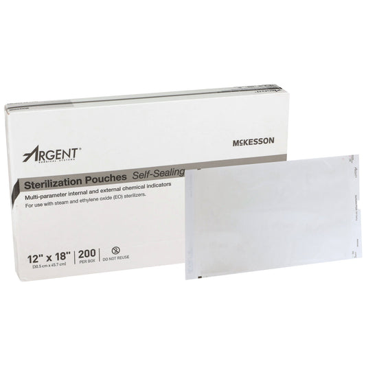 Sterilization Pouch McKesson Argent™ Sure-Check® Ethylene Oxide (EO) Gas / Steam 12 X 18 Inch Transparent / Blue Self Seal Paper / Film - 73-SSP391
