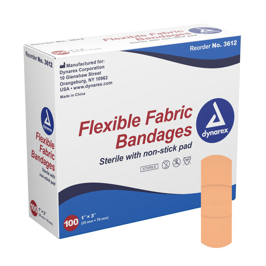 Adhesive Strip Dynarex® 1 X 3 Inch Fabric Rectangle Tan Sterile - 3612