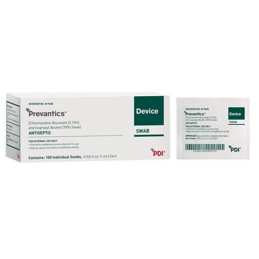 Device Swab Prevantics® 3.15% / 70% Strength CHG (Chlorhexidine Gluconate) / Isopropyl Alcohol Individual Packet NonSterile - B19600