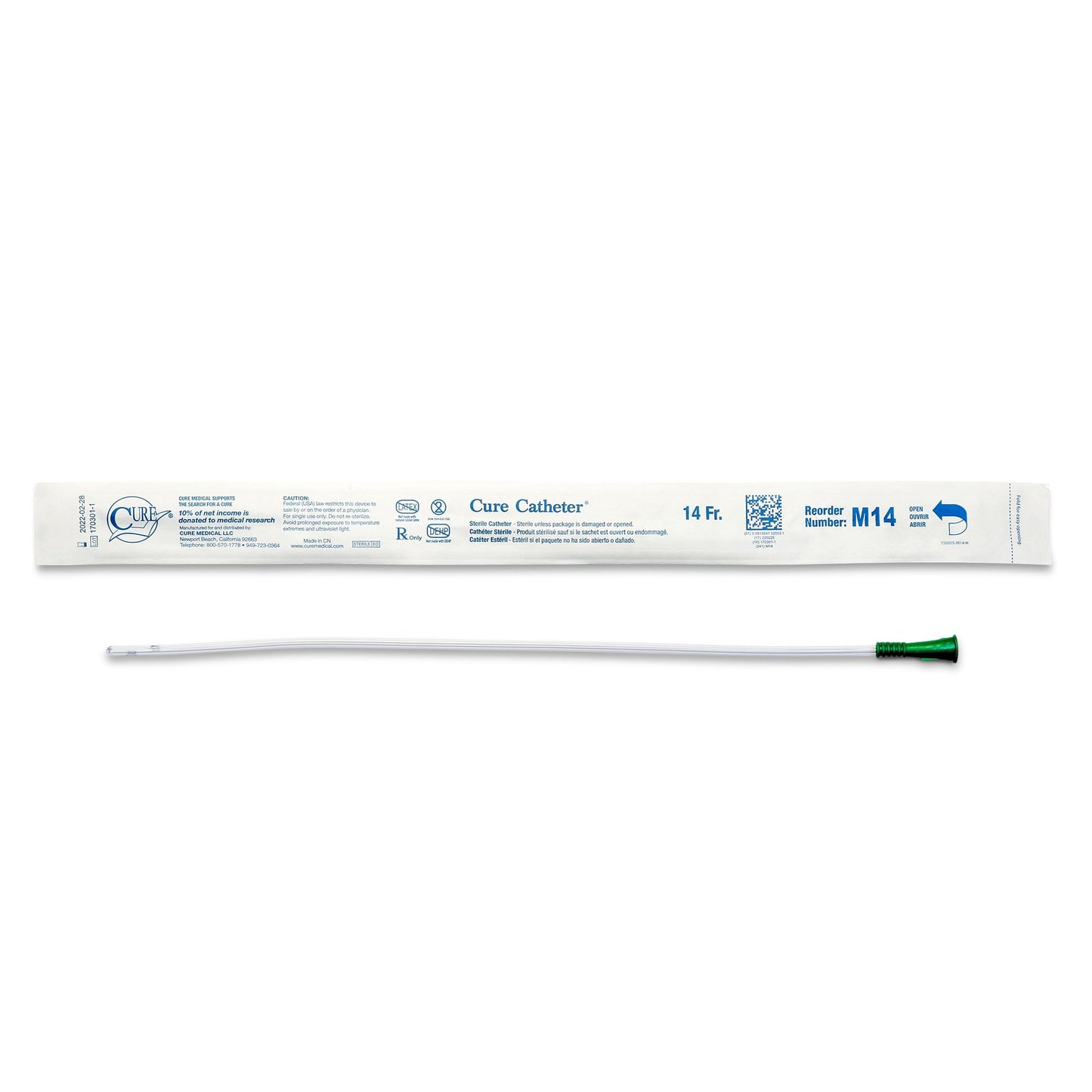 Urethral Catheter Cure Ultra® Straight Tip Lubricated PVC 14 Fr. 16 Inch - ULTRA M14